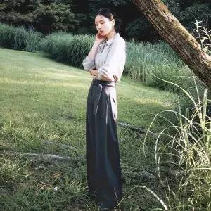 셀렙샵 FW 벨티드 튤립 커브드 팬츠