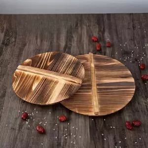 냄비 나무 커버 덮개 가정용 프라이팬 우드 뚜껑 찜기 원형 부품