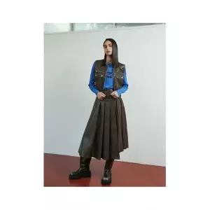 에고이스트 배색 주름 포인트 롱스커트 ER3WS861 675068