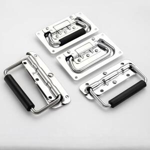 내장형 및 두꺼운 커버 링 핸들이 있는 견고한 접이식 에어 박스 나무 케이스 도구 상자