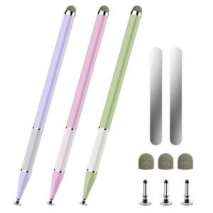 터치스크린용 보포모포 스타일러스 펜, 3개의 PCS 2-in-1 마그네틱 펜 고감도 및 정밀 스타일러스, 확장된 본체 디자인, 터치스크린과 호환(보라색 / 분홍색 연두색)
