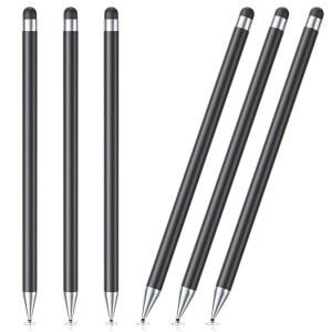 터치스크린용 스타일러스 펜, 6 PCS 펜 2-in-1 고정밀 및 감도, / 삼성 Android 스마트폰 태블릿에 적합, 정전식 터치스크린(블랙)과 호환 가능