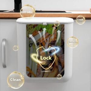 벽걸이형 PP 종이 바구니 수납 튜브 가정용 박스 주방 쓰레기통 무타공 손잡이 뚜껑 포함 양방향 개폐