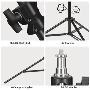 JINBEI 전문 에어 쿠션 알루미늄 조명 스탠드, 휴대용 사진 삼각대 1/4 나사 헤드, 2.4/3/3.8/4.8m