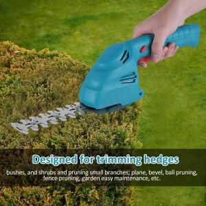 2in 1 무선 전기 헤지 트리머, 7.4V 충전식 휴대용 가정용 잔디 관목 잡초 가지 치기 예초기 정원 도구