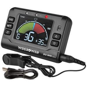 위그로어 메트로놈 튜너, 기타, 베이스, 바이올린, 우쿨렐레 및 크로매틱, 클라리넷, 트럼펫, 플루트, 모든 악기를 위한 튜너용 충전식 3인치 디지털 튜너 톤 발생기