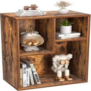 VECELO 3-큐브 작은 책장 선반 높이 최대 12.8인치의 모던 일반 교과서용 정장 세로 또는 가로 큐비 수납