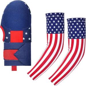 잼타워 슬라이딩 미트 장갑과 팔 소매 조절 가능한 야구 소프트볼용 청소년 보호 방패아메리칸 플래그