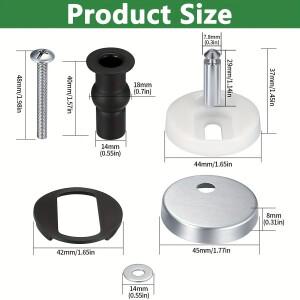2개입 범용 변기 시트 볼트 및 나사 교체용 퀵 릴리즈 힌지 고정 부품, 14mm-16mm 구멍에 적합