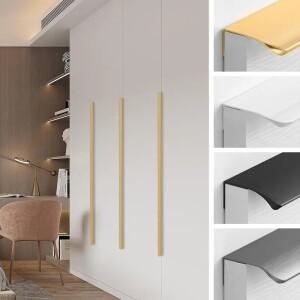 숨겨진 문 손잡이 검은 황금 마운트 손가락 가장자리 서랍 당겨 알루미늄 합금 긴 가구 하드웨어를 처리