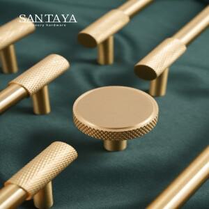 Santaya 황동 가구는 다이아몬드 컷 크로스 널링 패턴 골드 손잡이 옷장 주방 캐비닛 럭셔리 솔리드 도어
