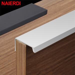 NAIERDI 검은 숨겨진 캐비닛 핸들 알루미늄 합금 주방 찬장은 서랍 손잡이를 당깁니다 가구 침실 문 하드