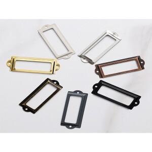 골동품 황동 황금 금속 라벨 풀 프레임 핸들 파일 명함 홀더, 가구 캐비닛 서랍 상자 케이스 통, 17*60mm,