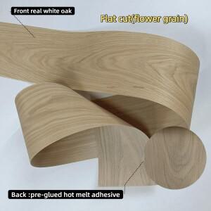 98인치 리얼 화이트 오크 우드 베니어 시트, 가구 합판 수리용 플랫 컷 다리미 접착식 핫멜트 자착 테이프