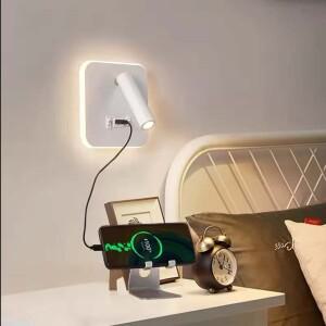스위치와 USB 포트가있는 LED 벽걸이 형 독서 등 회전식 침대 옆 벽 램프 침실 용 Sconce 스포트라이트