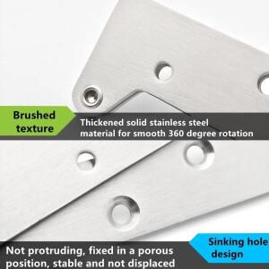 360 회전 치킨 마우스 힌지 숨겨진 문짝 코너 상단 및 하단 가구 베이스, 스테인레스 스틸 하드웨어 액세