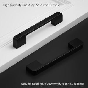 1Pcs 현대 검은 알루미늄 주방 캐비닛 드레서 손잡이 가구 핸들 찬장 서랍 옷장 문 당깁니다