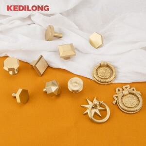 KEDLO 단단한 황동 유럽 스타일의 복고풍 골드 당겨 손잡이 가구 하드웨어 주방 캐비닛 다이아몬드 단일