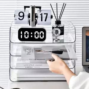 적측형 투명 책상 수납정리함 서류 보관함 파일정리 PYi2+9bST