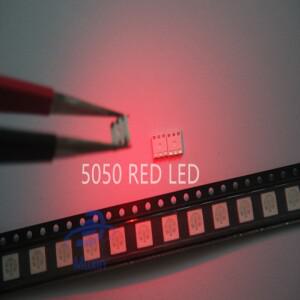 SMD 5050 RGB 칩 LED PLCC-6, 삼색 60mA, DC 2V, 적색 녹색 청색 발광 다이오드 램프, PCB SMT 비즈, 100
