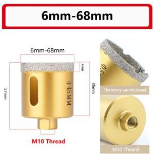 브레이징 건식 다이아몬드 구멍 톱 비트 세트 M10 나사산 타일 세라믹 대리석 화강암 톱, 홈 DIY 도구 정