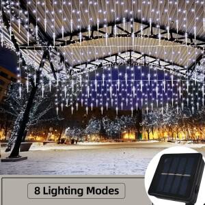 96/162LED 가랜드 LED 아이스클 커튼 스트링 라이트 드롭 아웃도어 솔라 가든 스트리트 웨딩 장식 조명