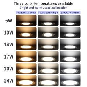 8개 LED 다운라이트 AC100-240V 3가지 색온도 천장 스팟 6W 10W 14W 17W 20W 24W 매립형 차가운 백색 따뜻