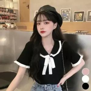 [의류] 여자 러블리 왕카라 프릴 반팔 티셔츠 블라우스