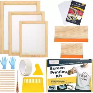 케이도 23피스 스크린 인쇄 스타터 키트에는 메쉬가 있는 3가지 크기의 우드 실크 프레임 스퀴지 잉크젯