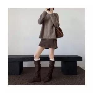 여자 펌프스 슈즈 스틸레토 와이드 부츠 솔리드 통 BE5