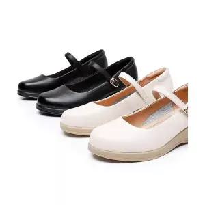 여자 펌프스 슈즈 가죽 플랫 소 키높이 프트 빅사이즈 BE5