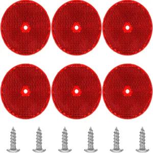 KFHENSOMR 6pcs 빨간색 원형 반사판 스테인리스 스틸 나사가 있는 고감도 안전 드라이브웨이 터널 기둥