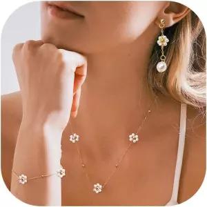 여성용 진주 목걸이 및 귀걸이용 주얼리 세트 결혼식 우아한