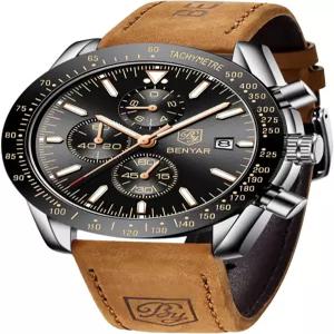 BY BENYAR 남성용 아날로그 쿼츠 크로노그래프 방수 발광 디자이너 남성 손목 시계 비즈니스 워크 스포츠