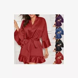 가운 공주 호텔 허니문 파자마 예쁜 라운지웨어 탑 로브 실크 슬립 신혼부부 새틴