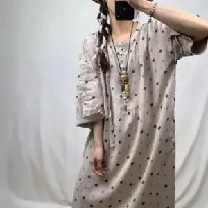 엘럽 원피스 여사친 빈티지 봄 정장 도트 이슬 벨트 반오픈 롱스커트 프린트 마 풀오버 원템1