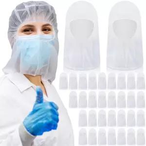 야헨다 100개 일회용 헤어망 부팬트 후드 식품 서비스 직원을 위한 풀페이스 수염 실험실 요리