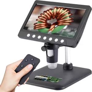 7인치 1080P 디지털 현미경 1200배율 8개의 LED 조명 32GB TF 카드 포함 충전식 배터리 PCB 수리 납땜 코인