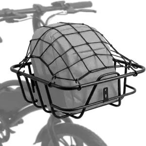 ANZOME 전기 스쿠터 바구니 및 자전거 핸들바 백 카고 네트 방수 커버가 있는 안정적인 금속 와이어 캐리어