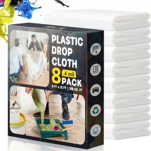 K212M 페인트용 플라스틱 드롭 천 9x12피트 초대형 페인트 용품 가구용 시트 먼지 커버 바닥 소파