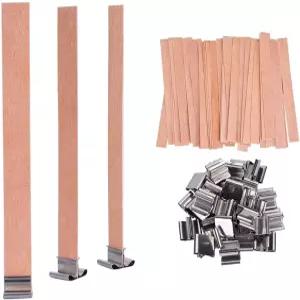 PXBBZDQ 나무 양초 윅스 롱 크래킹 우드 50세트 만들기 양초용