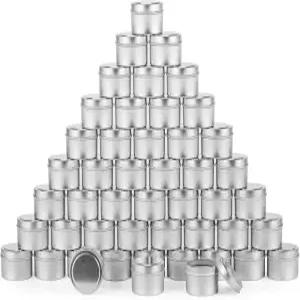 보틴시스 48팩 4온스 실버 캔들 틴 병 캔들을 만들기 위한 빈 뚜껑이 있는 48개 대량 키트 중소기업 (48)