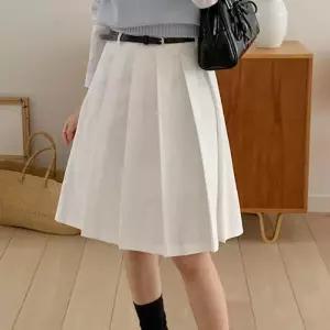 [신상오픈런]플리츠스커트 에이라인 미디 무릎기장 벨티드 면치마 (31929266)