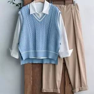 [신상오픈런]뜨개나시 클래식 브이넥 꽈배기조끼 여성니트 (29794278)