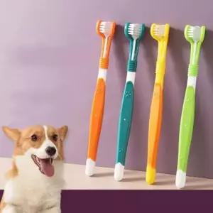 [반려] 강아지 3면 칫솔 3개입 고양이 반려 동물 구강 청결 애견 대형견 중형견 소형 견치솔
