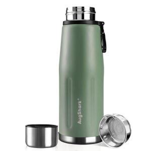 뜨거운 음료와 차가운 음료용 물 플라스크용 뚜껑이 있는 Augshark 20oz 스테인리스 단열 물병 여행용 커피 컵(녹색)