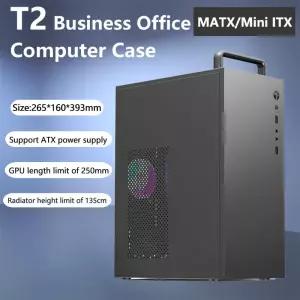 T2 비즈니스 사무용 컴퓨터 케이스 휴대용 디자인 ATX 전원 공급 장치 지원 M-ATX/Mini ITX 마더보드 PC