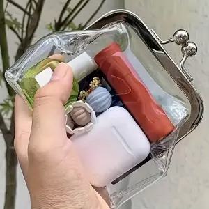 새로운 투명 동전 지갑 다기능 립스틱 키 가방 카드 홀더 철 입 클립 휴대용 저장