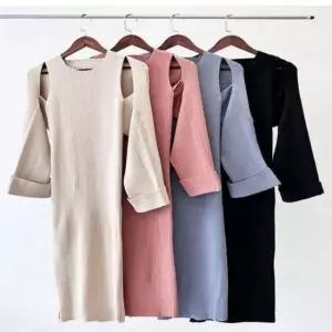 [의류] 여성슬림핏 니트 골지데일리 1062 롱원피스볼레로세트