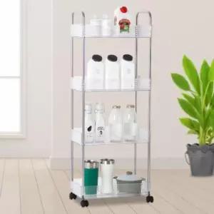 [생활] 투명 트롤리 4단 이동식 주방 틈새 선반 웨건 카트